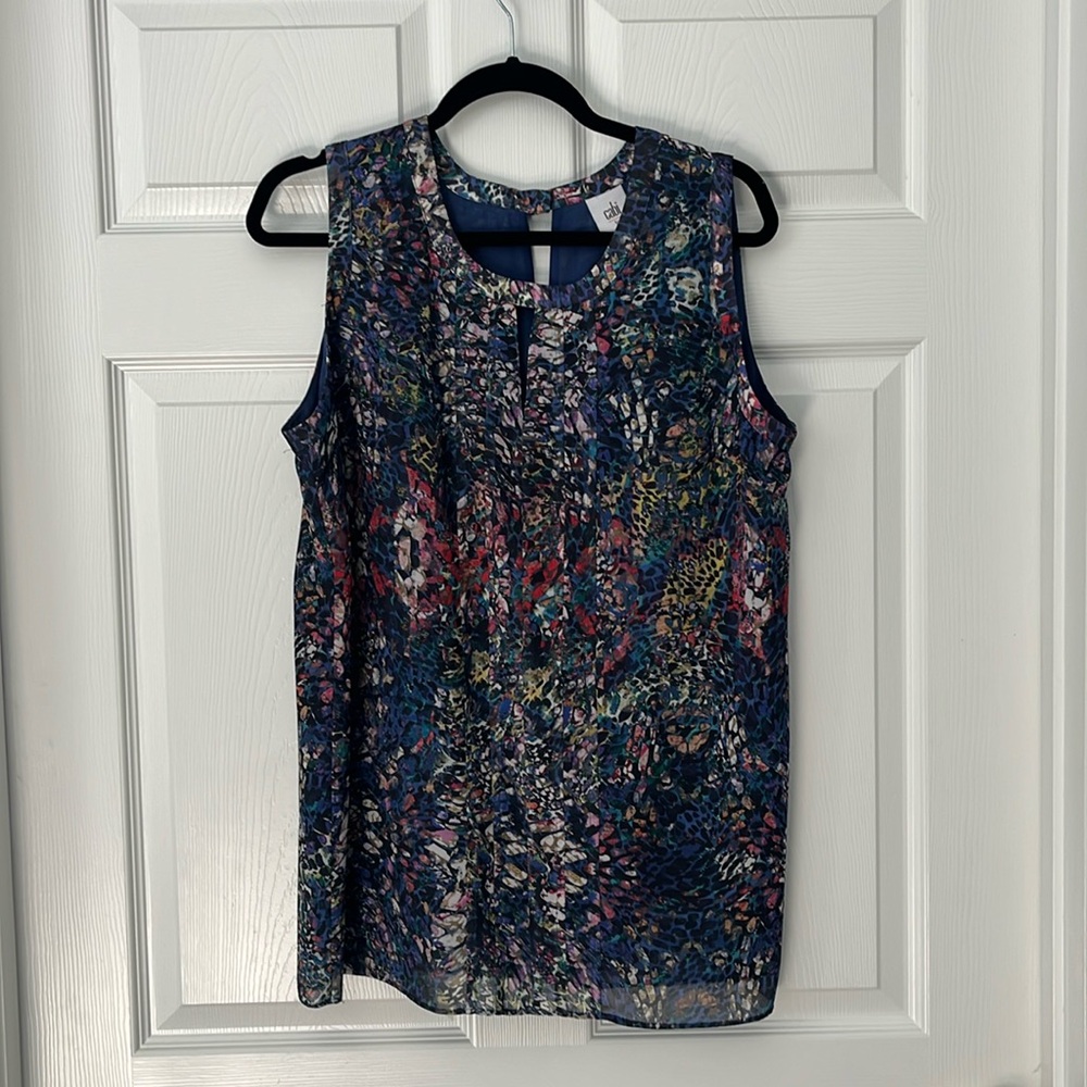 Cabi Style 3093. Stained glass sleeveless blouse.